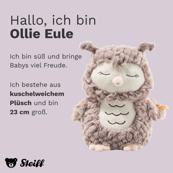 Steiff Kuscheltier Ollie Eule, Süßes Stofftier, Jungen, Mädchen & Babys ab 0 Monaten, Friends, Plüschtie – Bild 6