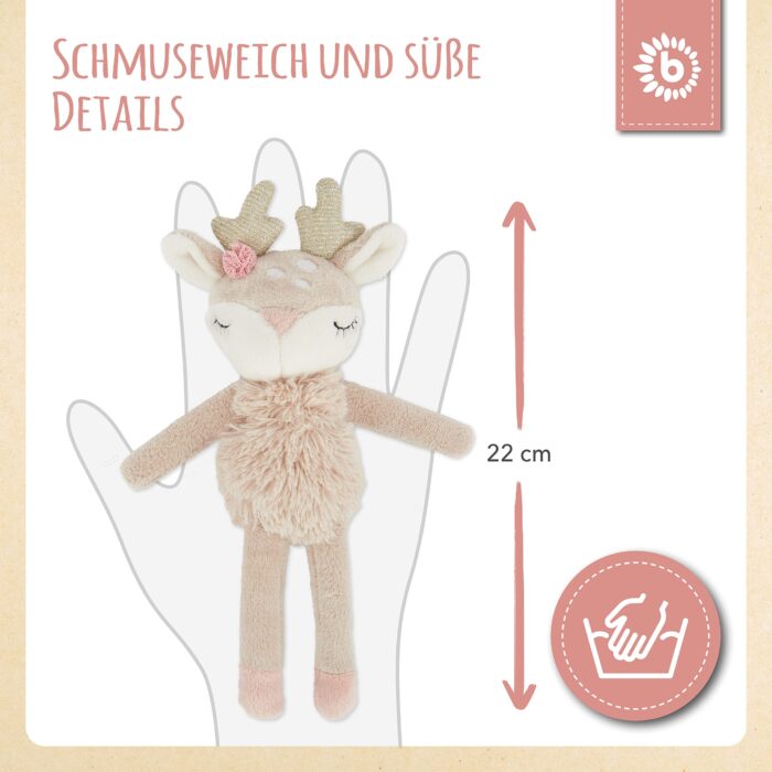 Bieco Kuscheltier Reh Ella mit Rassel | BMonate Stofftier Baby Plüschtier Reh rentier – Bild 5